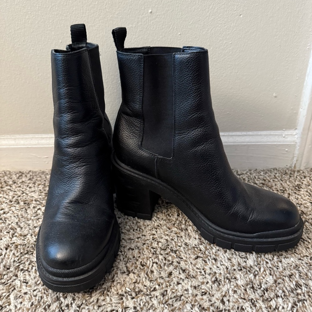Marc Fisher Black Leather Ankle Boots